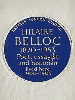 Plaque d'Hilaire Belloc.