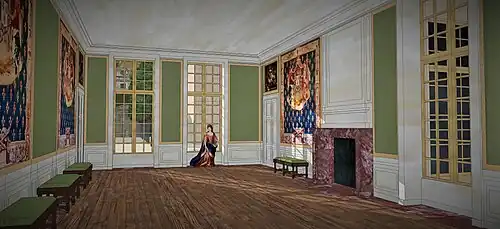 Restitution de la grande salle basse de l'Hôtel Louvois, 1690