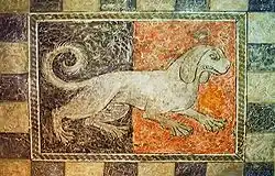 Peinture du XVIe&nbsp;siècle représentant un talbot.