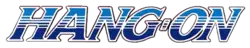 Hang-On est inscrit sur une seule ligne, en lettres bleues.