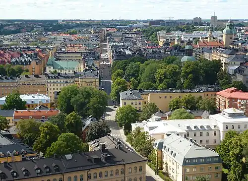 Hantverkargatan vue de la tour de l'hôtel de ville.