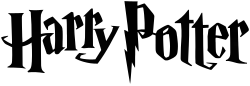 Logo de la franchise Harry Potter, utilisant une écriture en forme d'éclairs, symbolisant la cicatrice de Harry Potter.