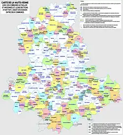 Évolution des communes et des sections de la Haute-Vienne