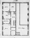 La synagogue Zur Blauen Lilie; plan d'architecte de 1847; le premier étage avec la galerie des femmes