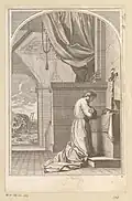 Saint Bruno en prières, gravé par Chauveau