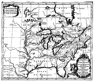 Carte dessinée par Louis Hennepin dans Nouvelle découverte (1697)