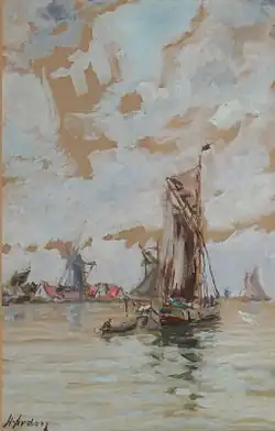 L'Escaut par Henri Arden, 38 cm × 27 cm, collection particulière.