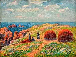 Henry Moret,Falaises d'Ouessant, 1902,goémonières et séchage.