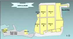 Plan, en gris et jaune, parties mises à ciel ouvert