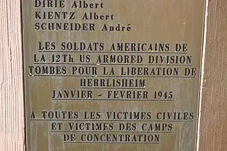 Plaque commémorative des victimes de la guerre.