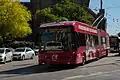 Un trolleybus des transports publics lausannois aux couleurs du LHC en 2018.