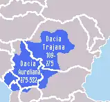 La Dacie romaine antique, « Trajane » et « Aurélienne ».
