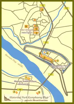 Plan du site de Kamphaeng Phet.
