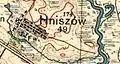 Hniszów sur la carte de l'Institut géographique militaire de 1933.