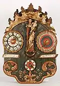 Horloge à crémaillère en bois avec figure de Madone, vers 1760 (Inv. 16-0519)