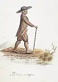 Homme de la Montagne [Lannédern] (aquarelle sur papier, auteur anonyme, premier quart du XIXe&nbsp;siècle, musée départemental breton, Quimper).