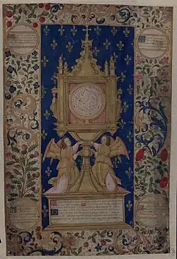 Miniature sur parchemin représentant l'hostie miraculeuse de Dijon