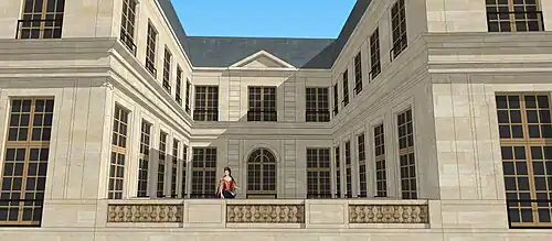 Schéma de restitution depuis le premier étage en face de l'Hôtel Jabach en le regardant, XVIIe