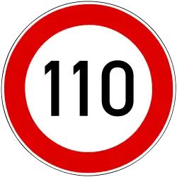 Panneau de signalisation serbe limitation de vitesse sur voie rapide