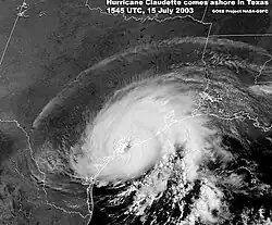 L'ouragan Claudette au large du Texas