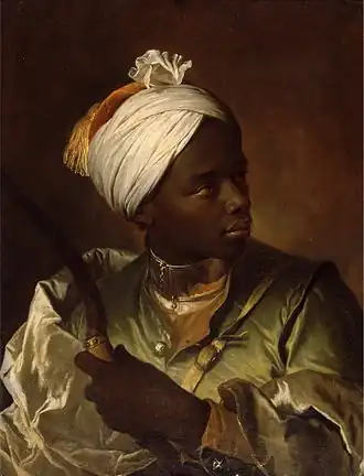 Jeune nègre tenant un arc, portrait de l'esclave noir du prince François-Louis de Bourbon-Conti, vers 1697.