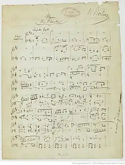 Partition manuscrite pour orgue