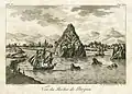 Vue du Rocher de Pargua, par André Grasset de Saint Sauveur, dans Voyage Historique, Littéraire et Pittoresque dans les isles et possessions ci-devant Vénitiennes du Levant. Planches. Tom. IV., Paris, 1800.