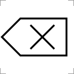 Flèche large vers la gauche, croisée en son centre