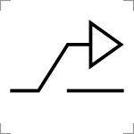 Flèche vers la droite, contournant par le haut, une barre horizontale