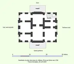 Restitution du plan des caves du château d'Ivry-sur-Seine vers 1700