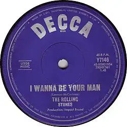 Description de l'image I Wanna Be Your Man by The Rolling Stones Australian vinyl A-side.jpg.