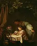 Femme apprenant à un enfant à lire