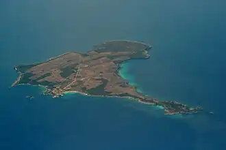 Vue aérienne de l'île.