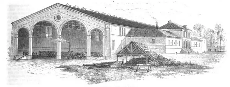 La première gare, vers 1843.