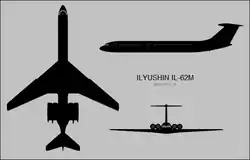 Description de l'image Ilyushin Il-62M Classic three-view silhouette.png.