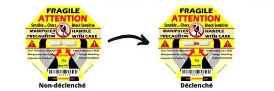 Fonctionnement d'un indicateur de choc sur un colis