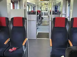 Compartiment 1re&nbsp;classe d'une voiture-pilote NPZ Domino.