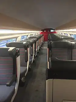 Intérieur de 1re&nbsp;classe, dans une rame 3UFC.