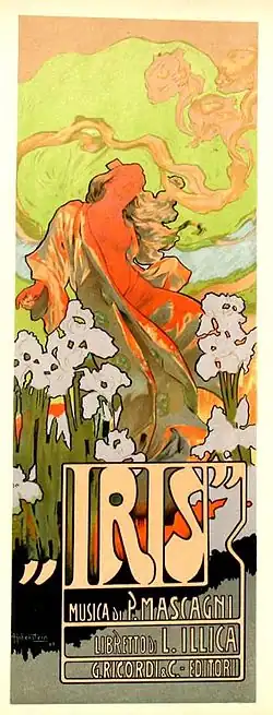 Description de l'image Iris, opera by Pietro Mascagni, poster by Adolf Hohenstein.jpg.