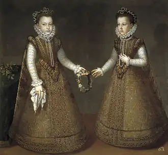 Les Infantes Isabelle-Claire-Eugénie et Catherine-Michelle, par Alonso Sánchez Coello en 1575.