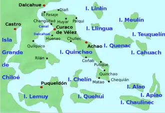 Carte de Quinchao et des îles environnantes