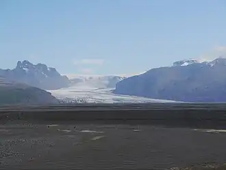 Vue en 2012 du Skaftafellsjökull depuis la route 1.