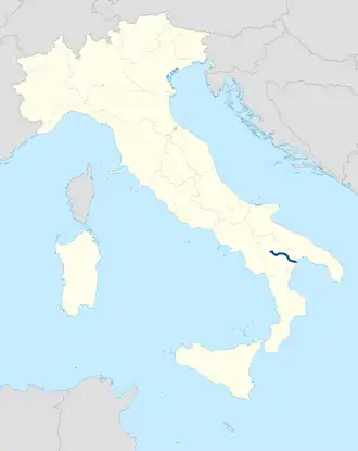 Parcours de la route sur une carte de l'Italie