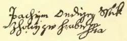 signature de Joachim Andreas von Schlick