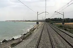 Tracé du train à Cubelles.