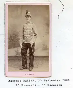 Jacques Balsan, 2e&nbsp;hussard, 3e&nbsp;escadron, Châlons (1888).