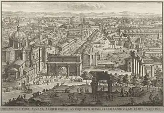 L'allée traversant le forum en 1650 par Lievin Cruyl.