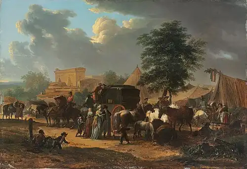 Un marché aux chevaux (1793), 55,3&nbsp;×&nbsp;81&nbsp;cm.Vizille, musée de la Révolution française.