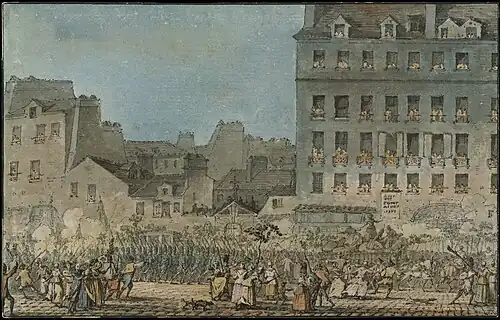 Entrée de Louis XVI à Paris le 6 octobre 1789 (1789), 13,2&nbsp;×&nbsp;20,8&nbsp;cm.New York, Metropolitan Museum of Art.