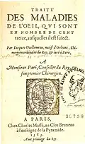 Frontispice du Traité des maladies de l'œil de 1585